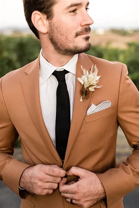 dark tan suit wedding.